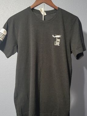 Nine Line Men's Black Graphic Crew Tee with Small Helicopter Logo